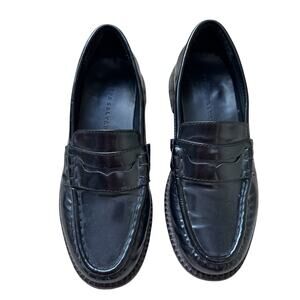 FREDA SALVADOR Elba Penny Loafer Black Spazzolato Leather Size 6